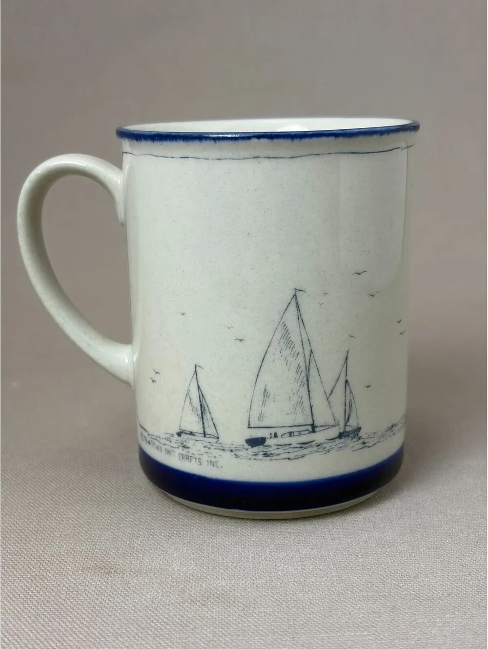 Vintage 1984 Nautical Sailboat Coffee Mug Town East Crafts Schooner Ocean Boat B